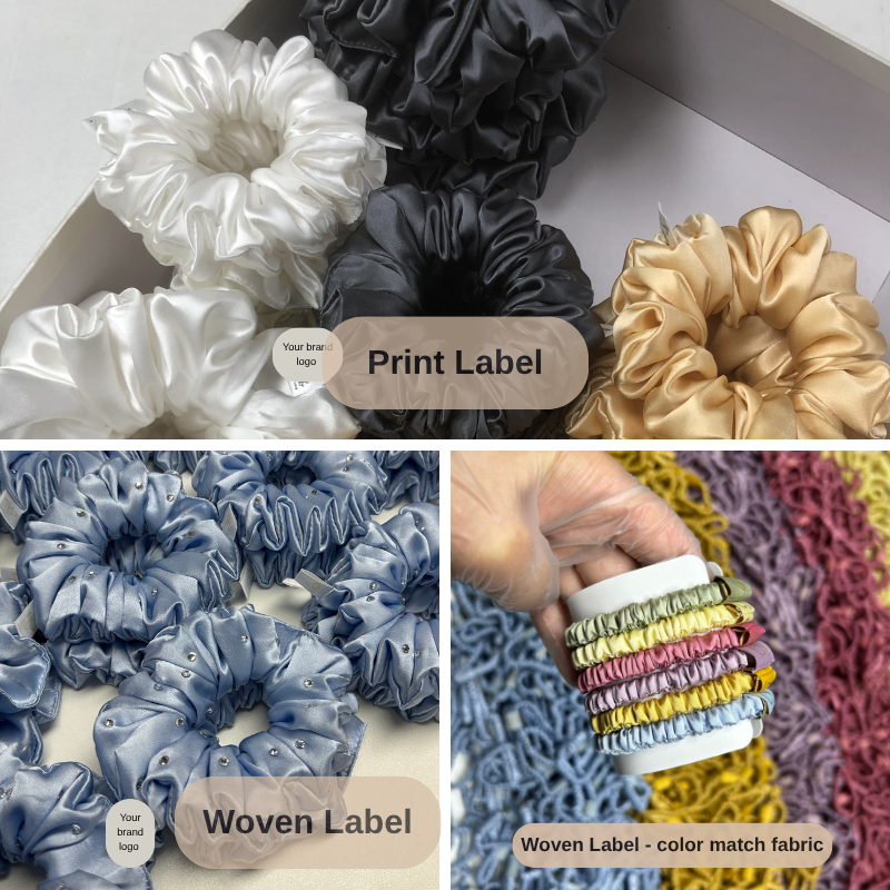 Fluffy scrunchie custom label