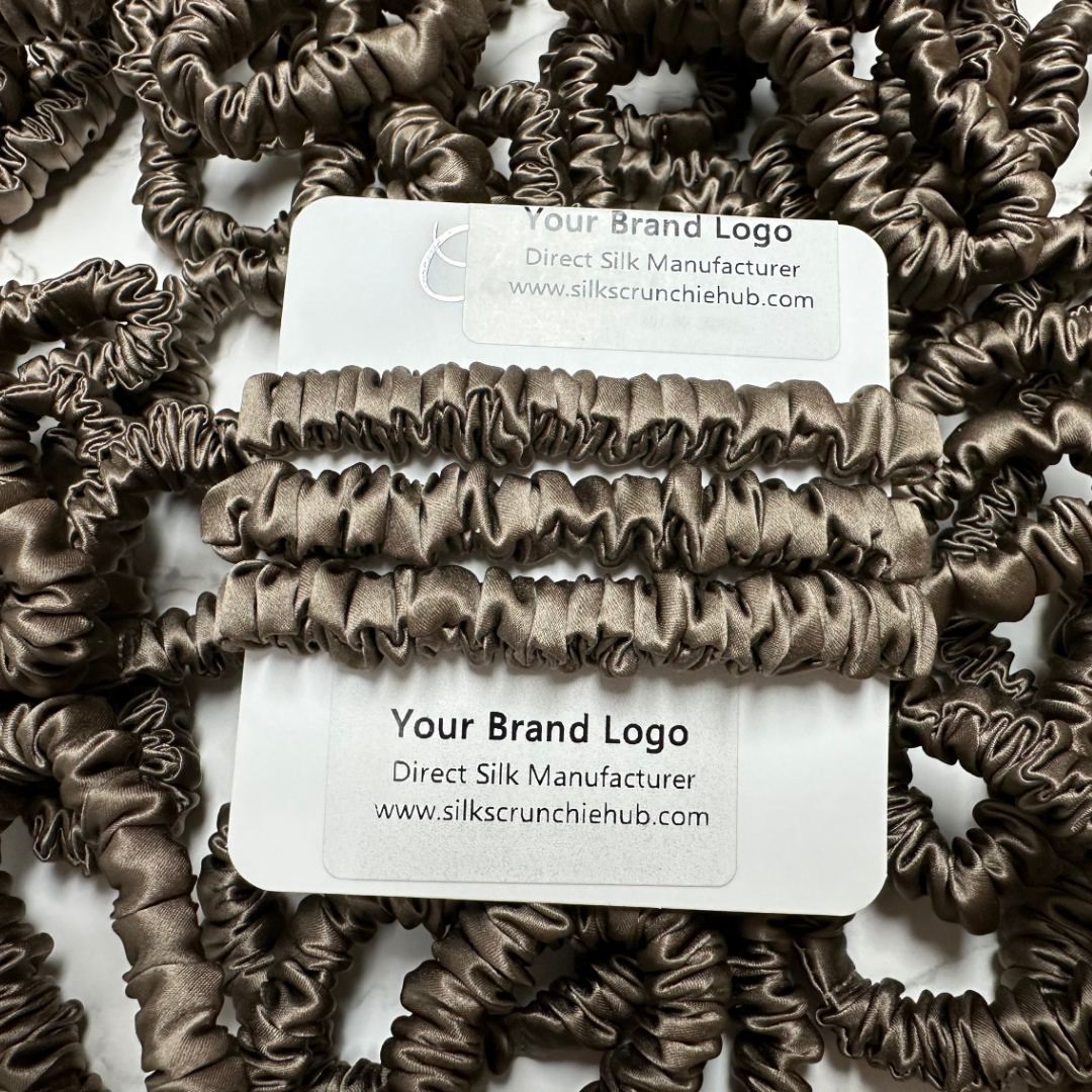 Agarwood Brown Silk Scrunchie Skinny Wholesale丨Custom Brand