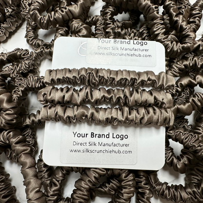 Agarwood Brown Silk Scrunchie Skinny Wholesale丨Custom Brand