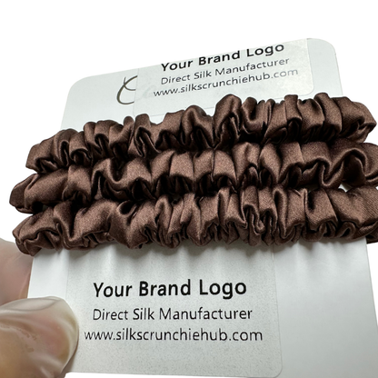Sandalwood Brown Silk Scrunchie Skinny Wholesale丨Custom Brand