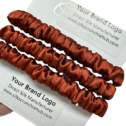 Bright-Orange-Red Silk Scrunchie Skinny丨Custom & Wholesale