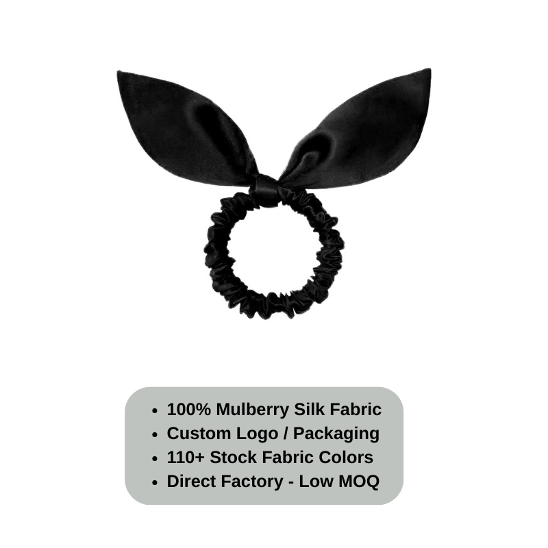Custom Bunny Silk Scrunchie丨Custom Brand & Bulk Wholesale