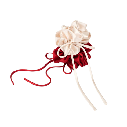 Custom Ruffle Silk Scrunchie with Ties丨Custom Brand & Bulk Wholesale
