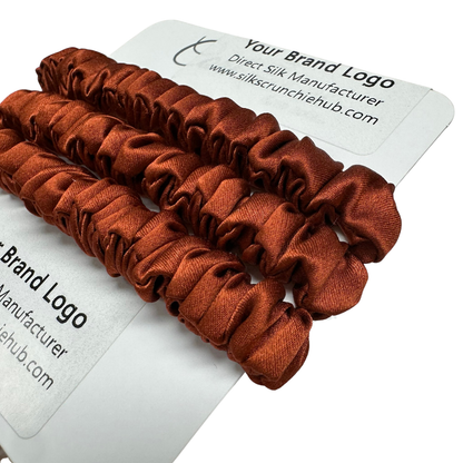 Bright-Orange-Red Silk Scrunchie Skinny丨Custom & Wholesale