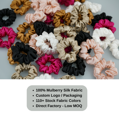 Custom Silk Scrunchie Tiny Classic丨Custom Brand & Bulk Wholesale