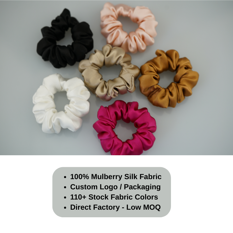 Custom Silk Scrunchie Tiny Classic丨Custom Brand & Bulk Wholesale