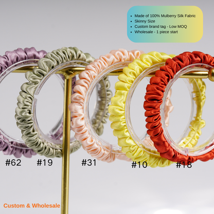 silk skinny scrunchie bulk low MOQ for small business