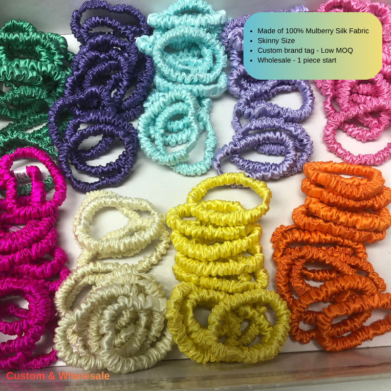 silk skinny scrunchie bulk low MOQ for small business