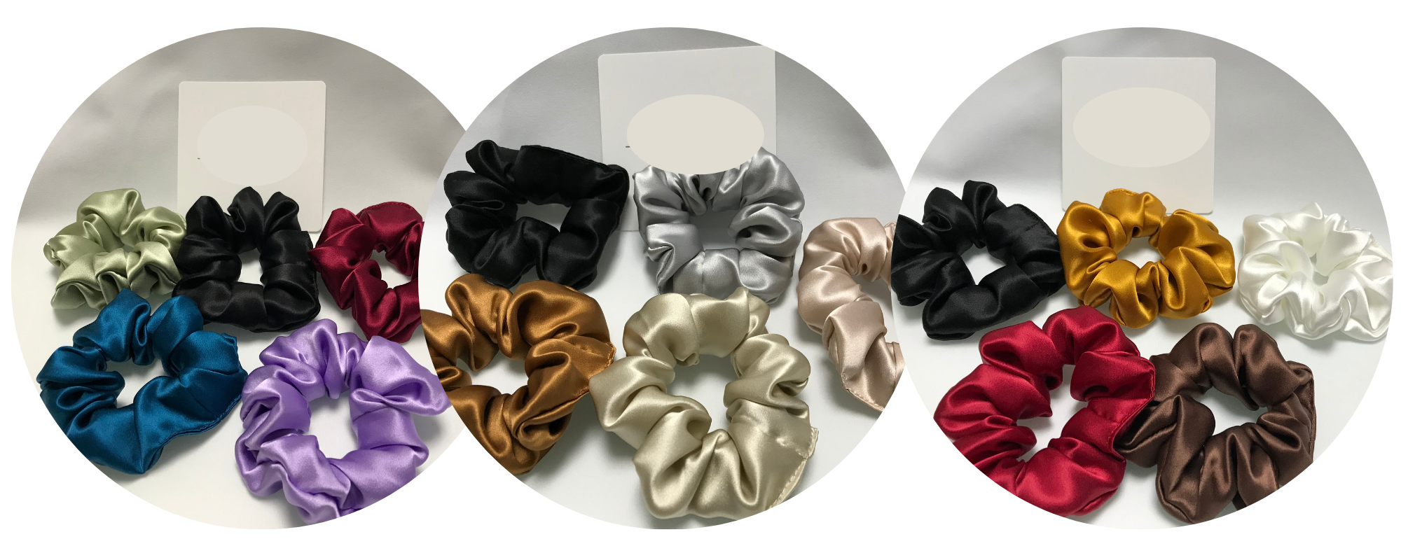 Large silk scrunchies wholesale custom, 1 piece wholesale, custom brand low MOQ