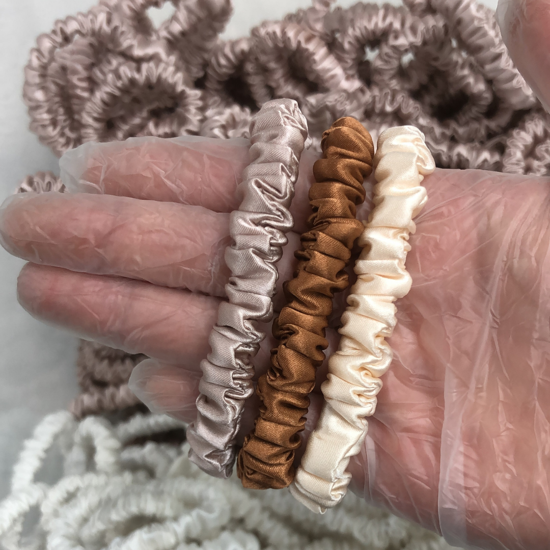 skinny Silk Scrunchies Wholesale - Mix Colors & Fixed Fee