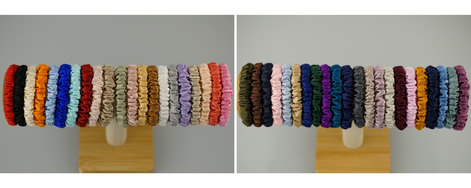 skinny silk hair ties custom wholesale, custom brand low MOQ, 1 piece wholesale
