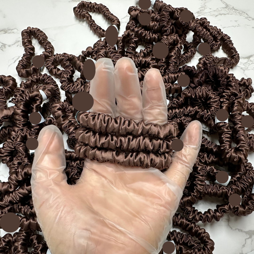 Sandalwood Brown Silk Scrunchie Skinny Wholesale丨Custom Brand