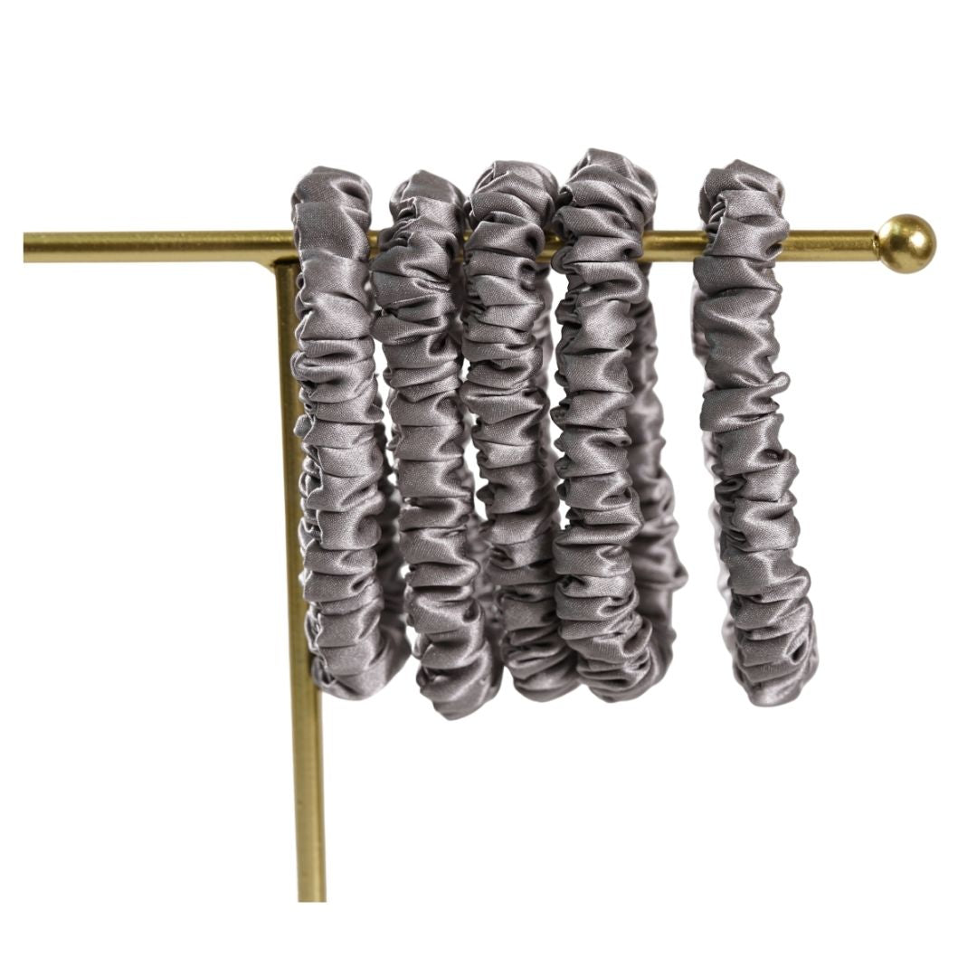 Smoke Grey Silk Scrunchie Fabric Texture