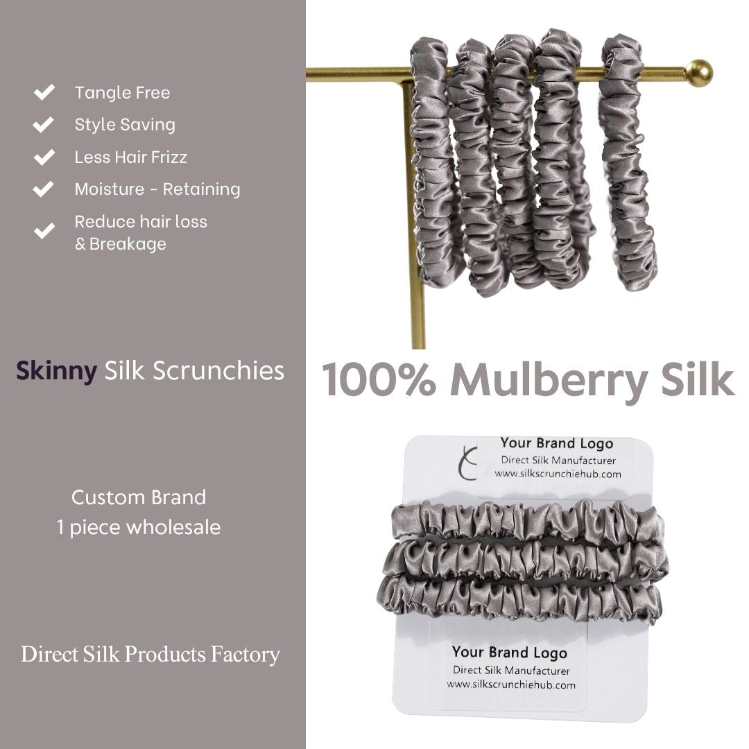 Smoke Grey Skinny Silk Scrunchie Color #118