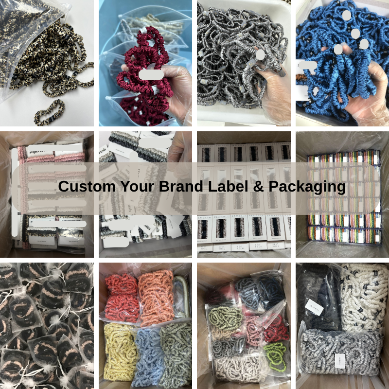 Custom thin silk scrunchie with logo branding