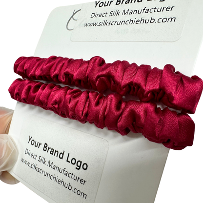 Carmine Skinny Silk Scrunchie custom wholesale, custom brand low MOQ, 1 piece wholesale