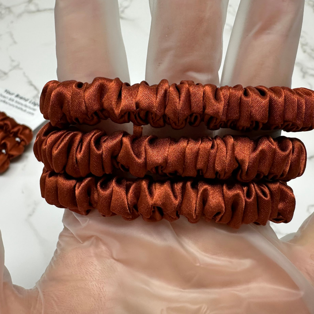 Bright-Orange-Red Silk Scrunchie Skinny丨Custom & Wholesale