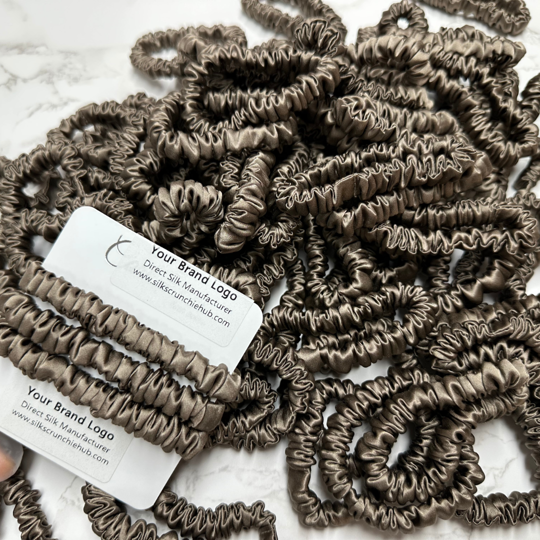 Agarwood Brown Silk Scrunchie Skinny Wholesale丨Custom Brand