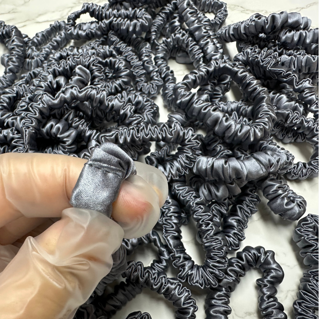 Indigo Grey Silk Scrunchie Skinny Wholesale丨Custom Brand