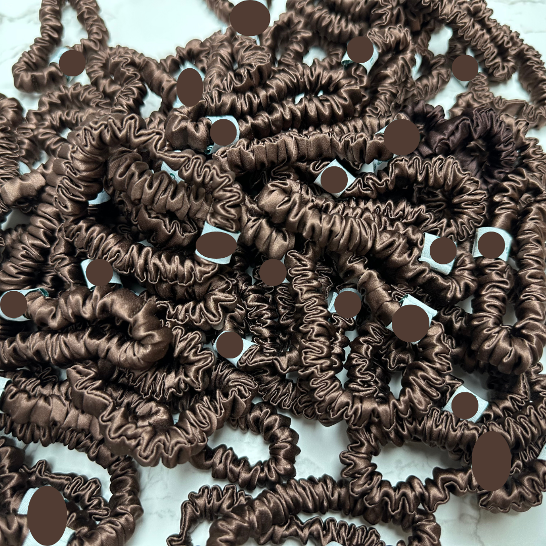 Sandalwood Brown Silk Scrunchie Skinny Wholesale丨Custom Brand