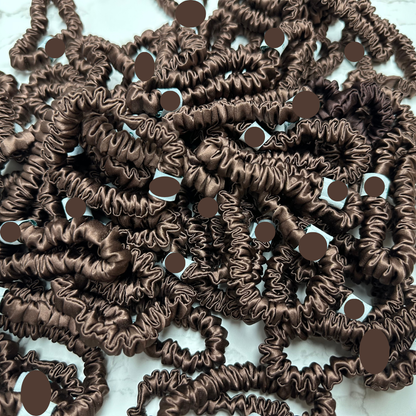 Sandalwood Brown Silk Scrunchie Skinny Wholesale丨Custom Brand