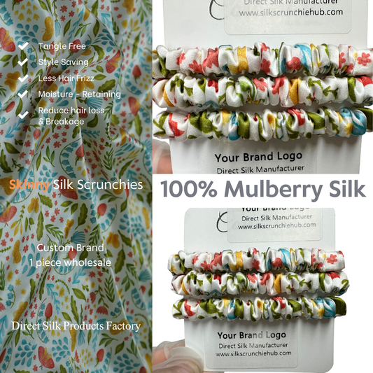 Summer Garden Silk Scrunchie Skinny Wholesale