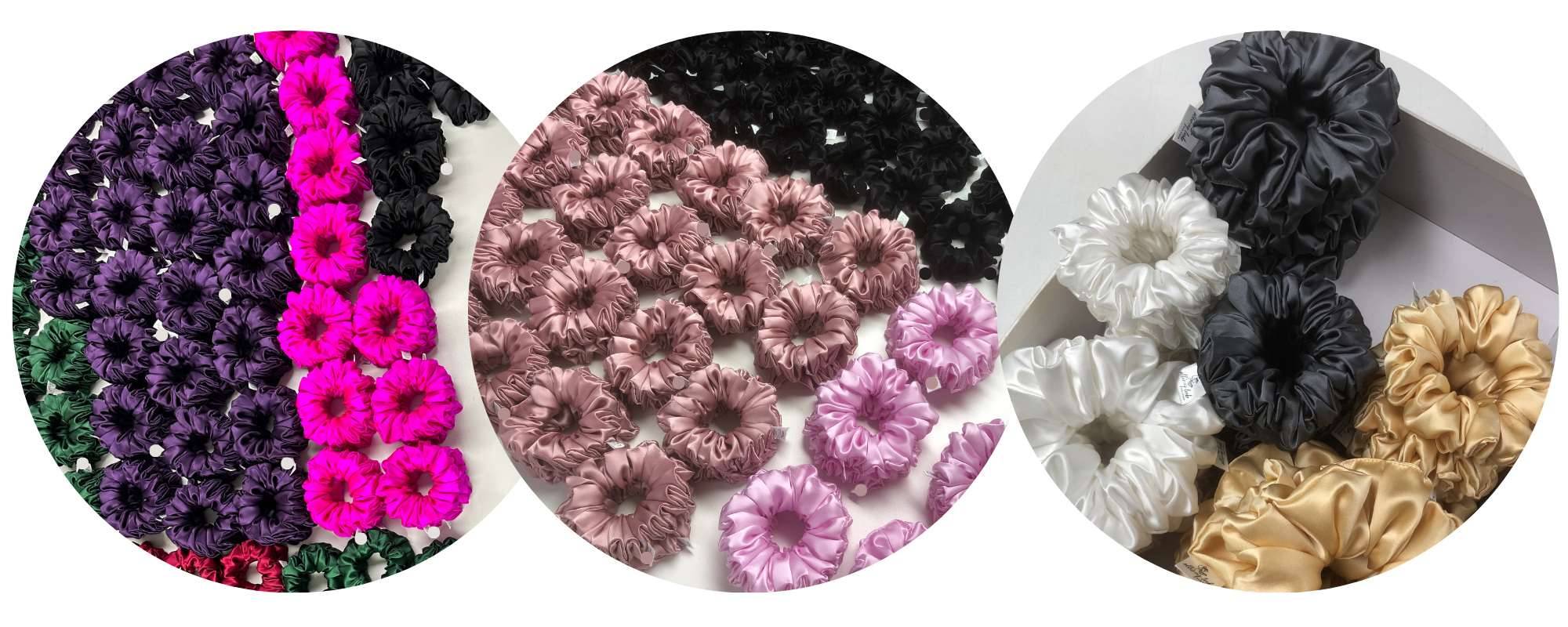 Large silk scrunchies wholesale custom, 1 piece wholesale, custom brand low MOQ